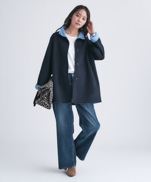 INDIVI / インディヴィ その他アウター | 【配色デザイン/ミドル丈】ウールリバー テントラインコート | 詳細12