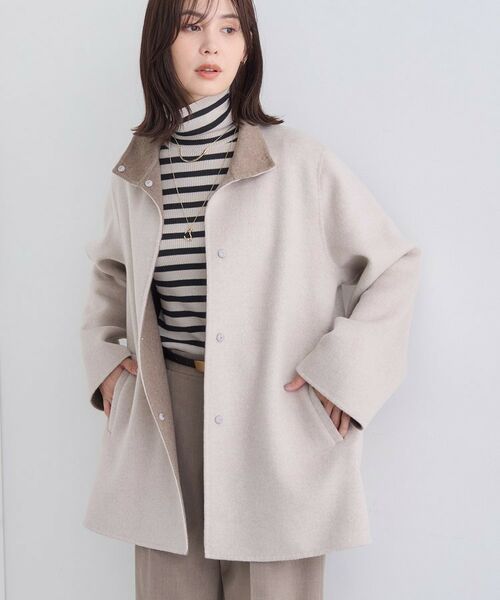INDIVI / インディヴィ その他アウター | 【配色デザイン/ミドル丈】ウールリバー テントラインコート | 詳細6