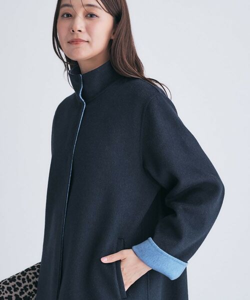 B4372■INDIVI インディヴィ ウール フーデッド ショートコート 38 INDIVIショートコート （COAT STYLE｜INDIVI（インディヴィ）の