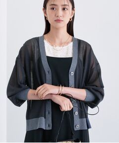 INDIVI / インディヴィ カーディガン・ボレロ | 【程よいシアー素材/洗える】バイカラーラメカーディガン