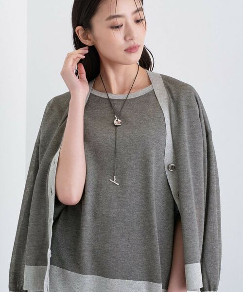 INDIVI / インディヴィ カーディガン・ボレロ | 【程よいシアー素材/洗える】バイカラーラメカーディガン | 詳細10