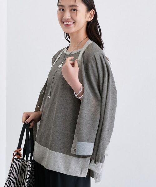 INDIVI / インディヴィ カーディガン・ボレロ | 【程よいシアー素材/洗える】バイカラーラメカーディガン | 詳細11