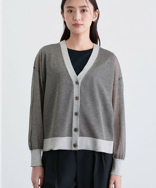INDIVI / インディヴィ カーディガン・ボレロ | 【程よいシアー素材/洗える】バイカラーラメカーディガン | 詳細14