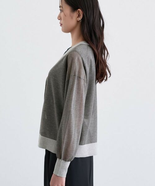 INDIVI / インディヴィ カーディガン・ボレロ | 【程よいシアー素材/洗える】バイカラーラメカーディガン | 詳細15