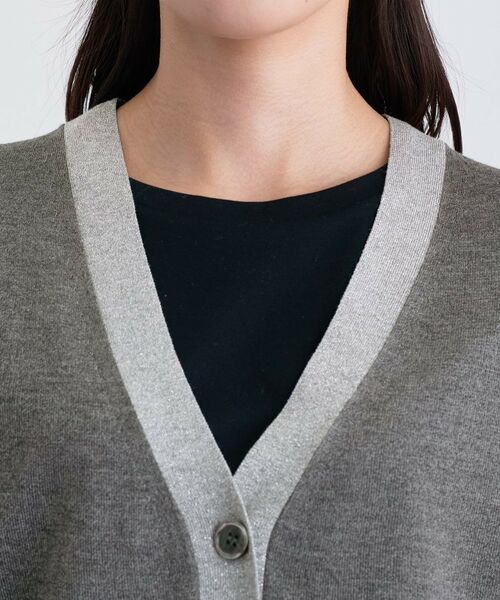 INDIVI / インディヴィ カーディガン・ボレロ | 【程よいシアー素材/洗える】バイカラーラメカーディガン | 詳細17