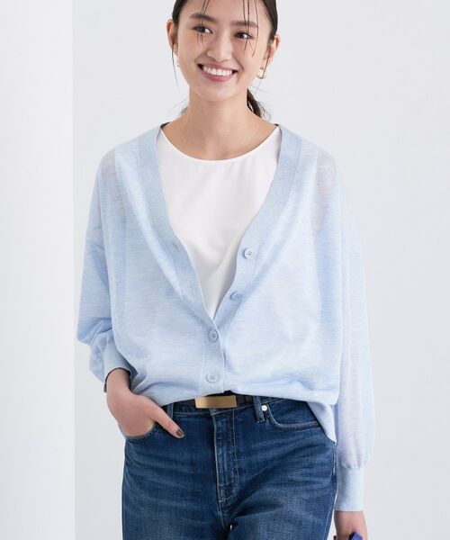 INDIVI / インディヴィ カーディガン・ボレロ | 【程よいシアー素材/洗える】バイカラーラメカーディガン | 詳細3