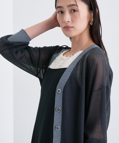 INDIVI / インディヴィ カーディガン・ボレロ | 【程よいシアー素材/洗える】バイカラーラメカーディガン | 詳細6