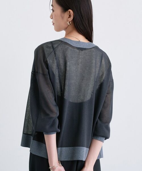 INDIVI / インディヴィ カーディガン・ボレロ | 【程よいシアー素材/洗える】バイカラーラメカーディガン | 詳細7