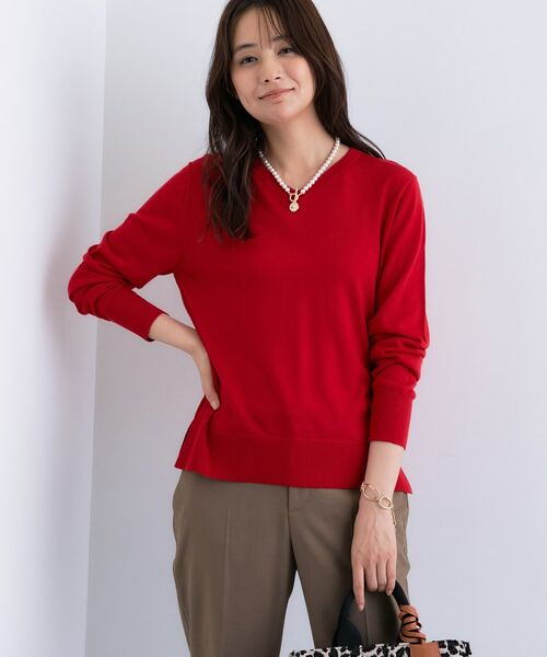 INDIVI / インディヴィ ニット・セーター | 【洗える／毛玉になりにくい】エクストラファインウール Vネックニット | 詳細10