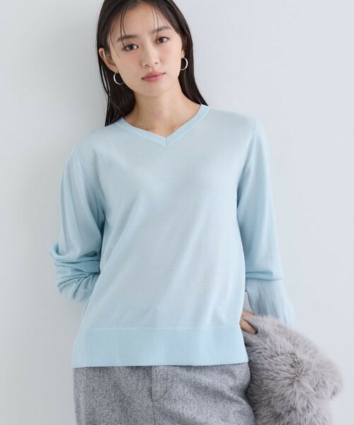 INDIVI / インディヴィ ニット・セーター | 【洗える／毛玉になりにくい】エクストラファインウール Vネックニット | 詳細14