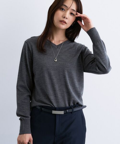 INDIVI / インディヴィ ニット・セーター | 【洗える／毛玉になりにくい】エクストラファインウール Vネックニット | 詳細18