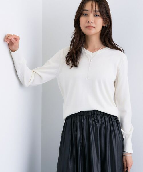 INDIVI / インディヴィ ニット・セーター | 【洗える／毛玉になりにくい】エクストラファインウール Vネックニット | 詳細2