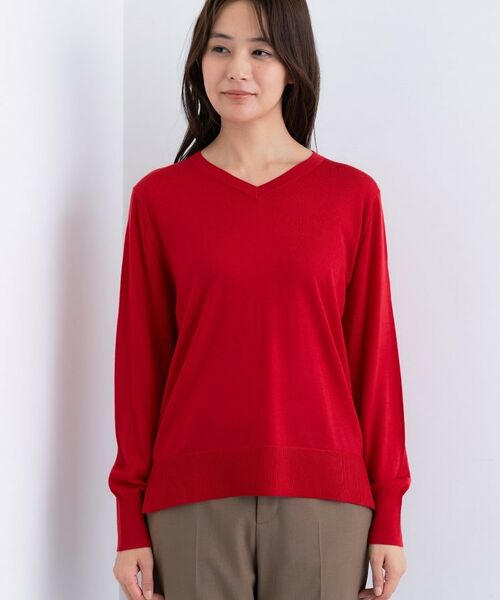 INDIVI / インディヴィ ニット・セーター | 【洗える／毛玉になりにくい】エクストラファインウール Vネックニット | 詳細22