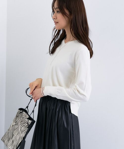 INDIVI / インディヴィ ニット・セーター | 【洗える／毛玉になりにくい】エクストラファインウール Vネックニット | 詳細3