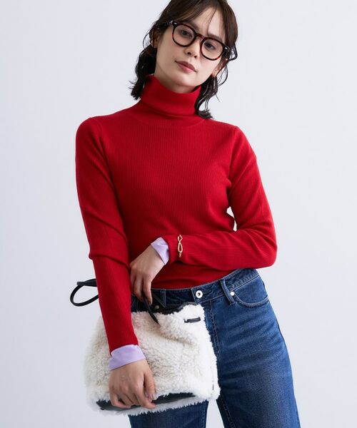 INDIVI / インディヴィ ニット・セーター | 【洗える／毛玉になりにくい】エクストラファインウール リブタートルニット | 詳細10