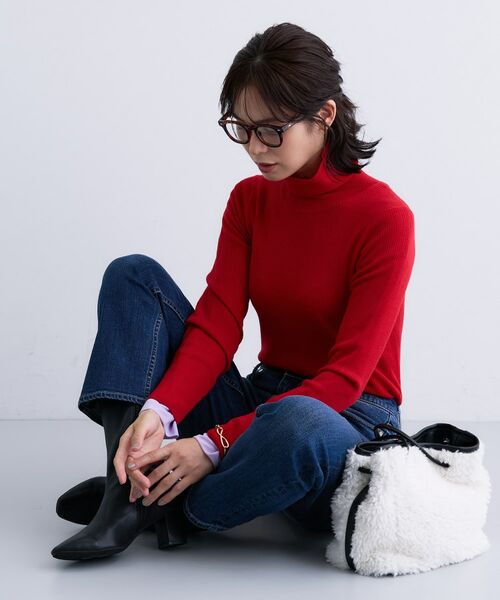 INDIVI / インディヴィ ニット・セーター | 【洗える／毛玉になりにくい】エクストラファインウール リブタートルニット | 詳細11