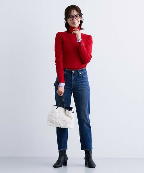 INDIVI / インディヴィ ニット・セーター | 【洗える／毛玉になりにくい】エクストラファインウール リブタートルニット | 詳細12