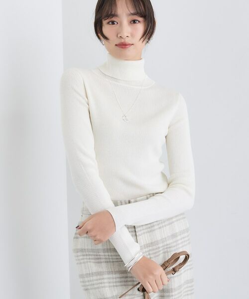 INDIVI / インディヴィ ニット・セーター | 【洗える／毛玉になりにくい】エクストラファインウール リブタートルニット | 詳細2