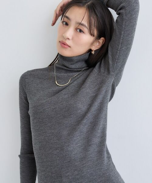 INDIVI / インディヴィ ニット・セーター | 【洗える／毛玉になりにくい】エクストラファインウール リブタートルニット | 詳細22