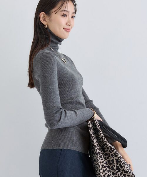 INDIVI / インディヴィ ニット・セーター | 【洗える／毛玉になりにくい】エクストラファインウール リブタートルニット | 詳細23