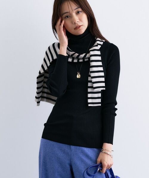 INDIVI / インディヴィ ニット・セーター | 【洗える／毛玉になりにくい】エクストラファインウール リブタートルニット | 詳細6