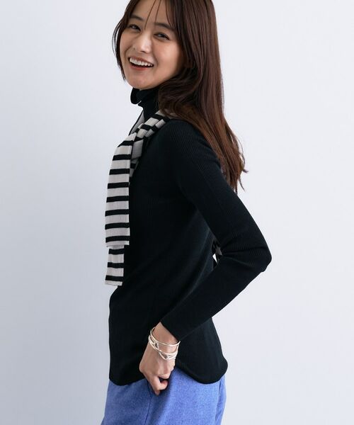 INDIVI / インディヴィ ニット・セーター | 【洗える／毛玉になりにくい】エクストラファインウール リブタートルニット | 詳細7