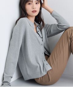 INDIVI / インディヴィ カーディガン・ボレロ | 【トレンド】衿付きワイドリブニット