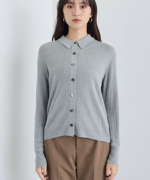 INDIVI / インディヴィ カーディガン・ボレロ | 【トレンド】衿付きワイドリブニット | 詳細10