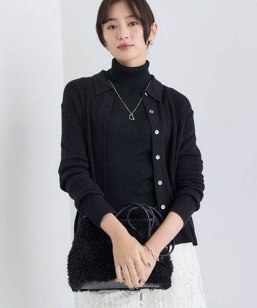 INDIVI / インディヴィ カーディガン・ボレロ | 【トレンド】衿付きワイドリブニット | 詳細2
