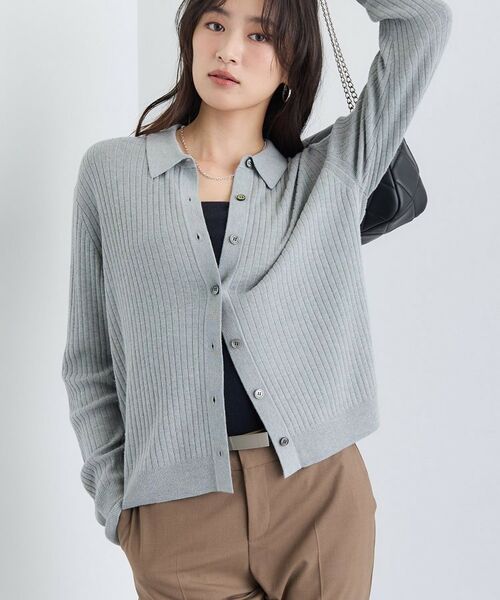 INDIVI / インディヴィ カーディガン・ボレロ | 【トレンド】衿付きワイドリブニット | 詳細6