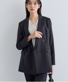 INDIVI / インディヴィ テーラードジャケット | 【日本製／スーツ／通勤】シルクウールストレッチ ダブルジャケット