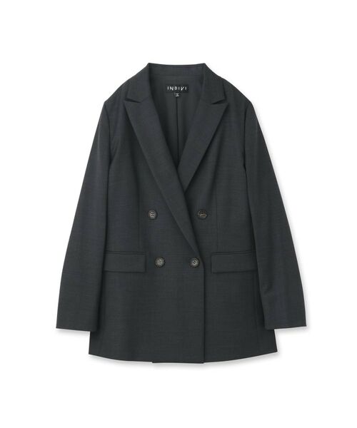 INDIVI / インディヴィ テーラードジャケット | 【日本製／スーツ／通勤】シルクウールストレッチ ダブルジャケット | 詳細1