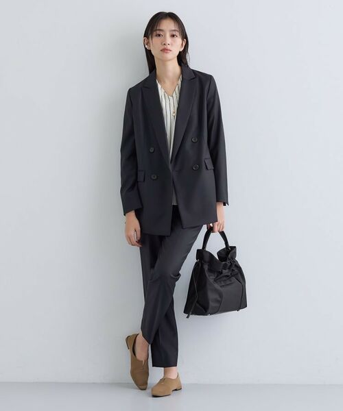 INDIVI / インディヴィ テーラードジャケット | 【日本製／スーツ／通勤】シルクウールストレッチ ダブルジャケット | 詳細4
