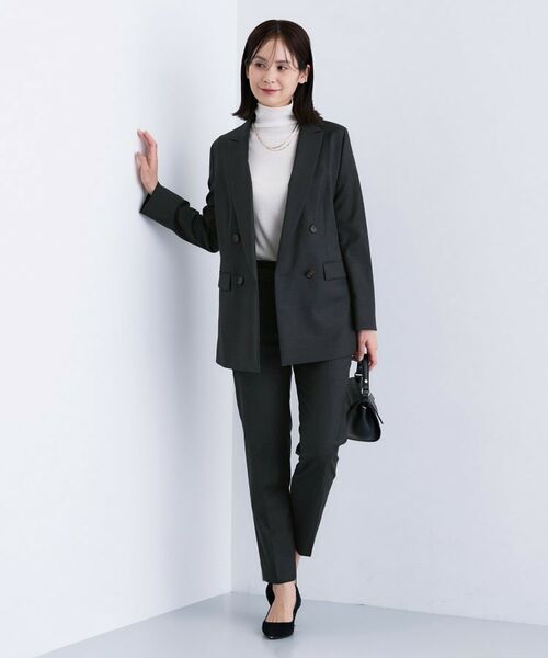 INDIVI / インディヴィ テーラードジャケット | 【日本製／スーツ／通勤】シルクウールストレッチ ダブルジャケット | 詳細8