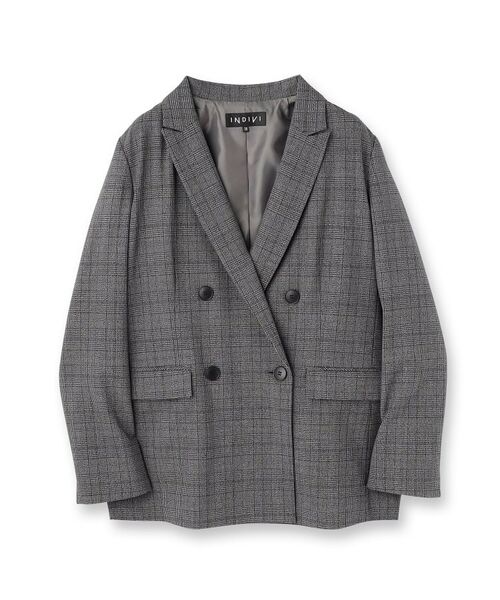 INDIVI / インディヴィ テーラードジャケット | 【洗える／オンオフ】チェック柄ダブルジャケット | 詳細1