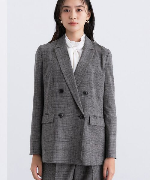 INDIVI / インディヴィ テーラードジャケット | 【洗える／オンオフ】チェック柄ダブルジャケット | 詳細6