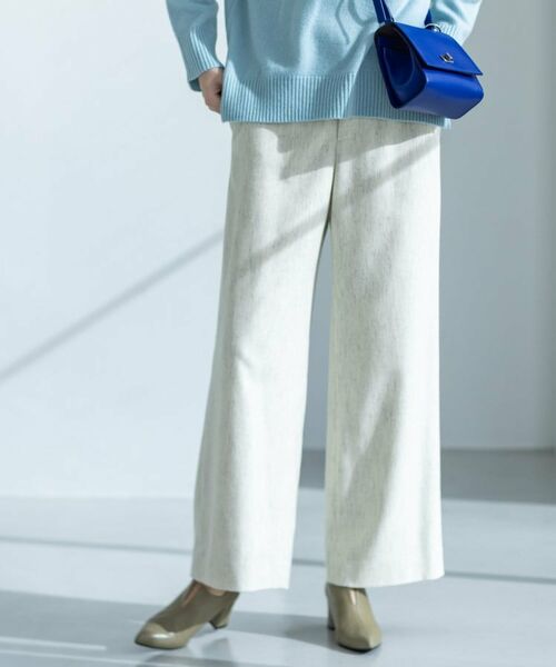 INDIVI / インディヴィ パンツ | 【褒められパンツ/ウール混】ウォームウール ワイドパンツ(ライトグレー(411))