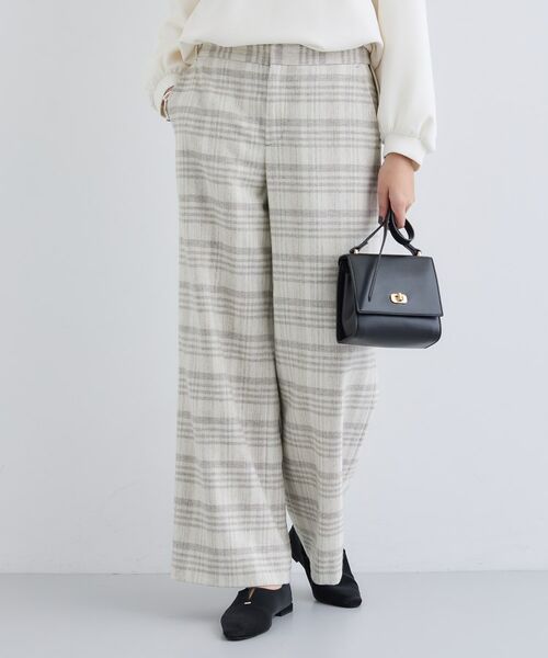 INDIVI / インディヴィ パンツ | 【褒められパンツ/ウール混】ウォームウール ワイドパンツ(ライトグレー(211))