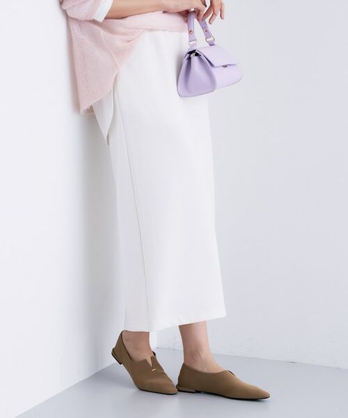 INDIVI/インディヴィ 【SETUP可能／Iライン】ダンボールジャージスカート オフホワイト(003) 19(5L)