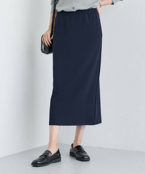 INDIVI/インディヴィ 【SETUP可能／Iライン】ダンボールジャージスカート ネイビー(094) 13(LL)