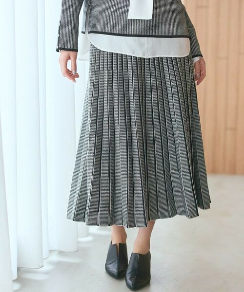 INDIVI / インディヴィ ロング・マキシ丈スカート | 【洗える/SETUP可能】ジャカードニット プリーツスカート(ブラック(519))