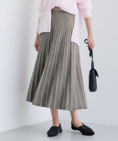 INDIVI / インディヴィ ロング・マキシ丈スカート | 【洗える/SETUP可能】ジャカードニット プリーツスカート(トープ(454))