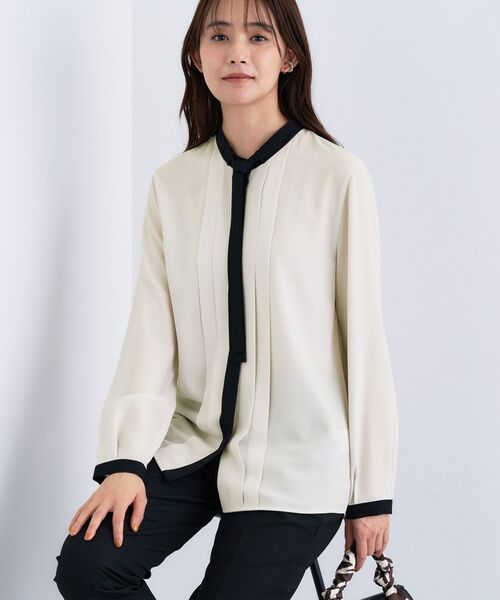 INDIVI / インディヴィ シャツ・ブラウス | 【きれいめ/オフィス/セレモニー】2WAYリボンタイブラウス(ライトグレー(511))