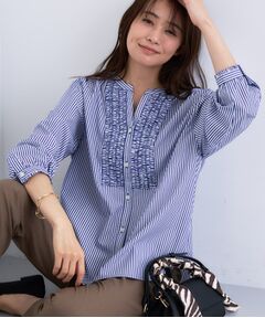 INDIVI / インディヴィ シャツ・ブラウス | 【洗える】胸元タックフリル長袖ブラウス