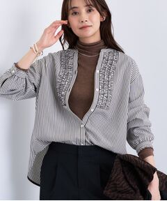 INDIVI / インディヴィ シャツ・ブラウス | 【洗える】胸元タックフリル長袖ブラウス