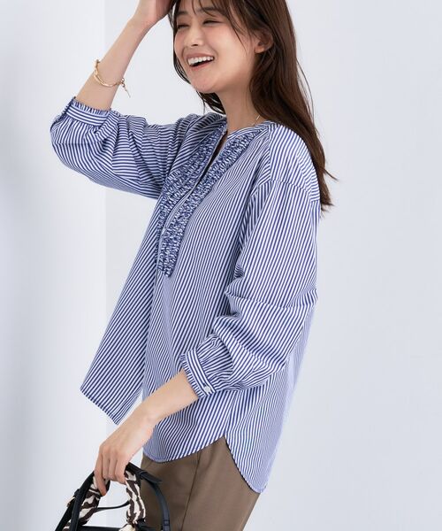 INDIVI / インディヴィ シャツ・ブラウス | 【洗える】胸元タックフリル長袖ブラウス | 詳細10