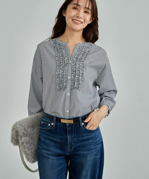 INDIVI / インディヴィ シャツ・ブラウス | 【洗える】胸元タックフリル長袖ブラウス | 詳細2