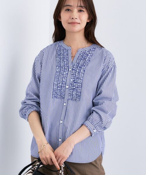 INDIVI / インディヴィ シャツ・ブラウス | 【洗える】胸元タックフリル長袖ブラウス | 詳細9