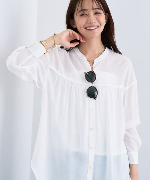 INDIVI/インディヴィ 【きれいめ/ラメ】シャイニーローン ドレーピーブラウス ホワイト(001) 34(S) INDIVI/インディヴィ 【きれいめ/ラメ】シャイニーローン ドレーピーブラウス ホワイト(001) 34(S)