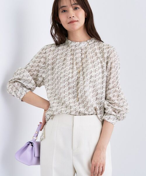 INDIVI / インディヴィ シャツ・ブラウス | 【きれいめ／オフィス／イベント】フェザージャカードブラウス | 詳細10